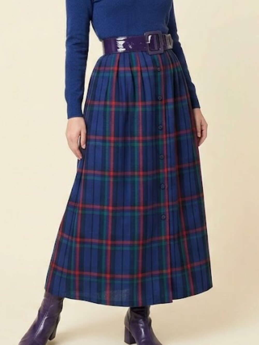 Paniher button down plaid maxi skirt size 9/10